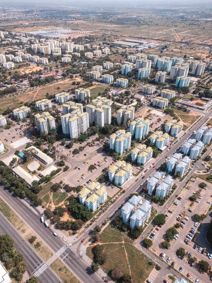 Explore this high-angle shot of the vibrant Kilamba residential area in Luanda, Angola.